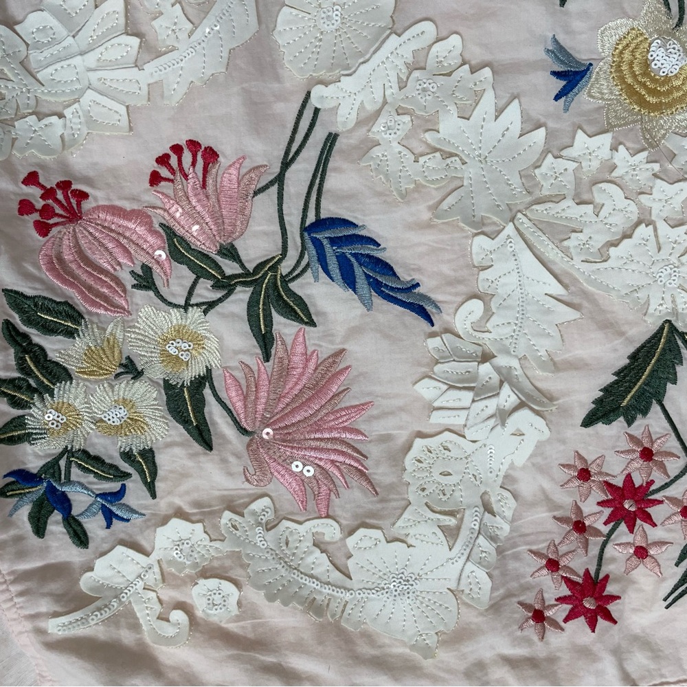 Women's RUBYYAYA ROMERO Light Pink LINEN & RAYON Embroidered SUMMER JACKET XS - Picture 5 of 7
